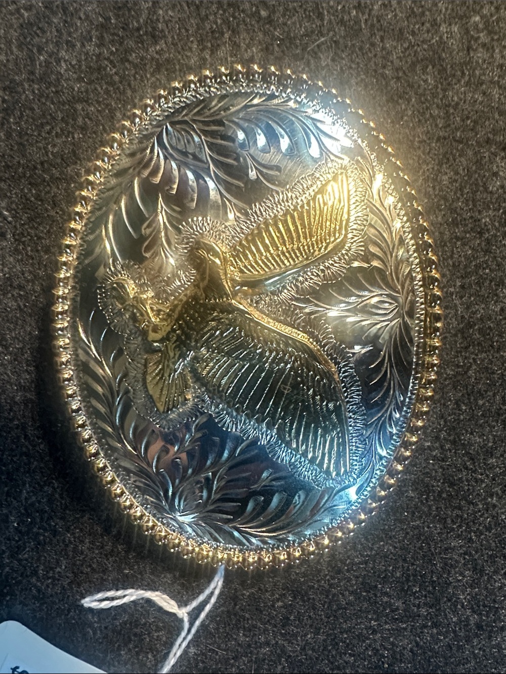 Gold & Silver Floral Engraved Western Belt Buckle